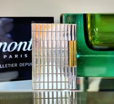 Genuine S.T. Dupont Gatsby Lighter in Silver with Gold Trim