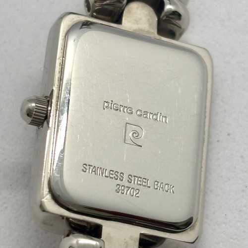 Auténtico reloj de cuarzo Pierre Cardin analógico rectangular plateado naranj... - Imagen 4 de 6