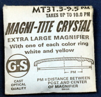 JD2-2. G-S MAGNI-TITE WRIST WATCH CRYSTAL 30.6-35mm A LARGE MAGNIFIER FOR DATE