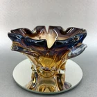 Murano Italy Golden Brown Art Glass 5” Centerpiece Bowl Vintage Chalet Lorraine
