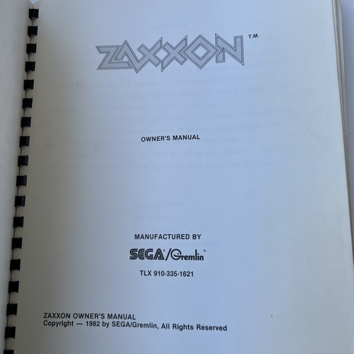 original ZAXXON SEGA arcade video game owners manual With Schematics - 第 5/6 張圖片