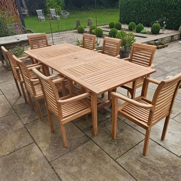 Wooden Garden Furniture Set 8 Seater Garden Table and Chairs