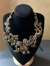 Charming Charlie New With Tag Rhinestone Encrusted Flower Statement Necklace 