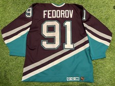 Authentic CCM Sergei Fedorov Anaheim Mighty Ducks NHL Hockey Jersey Sz 48