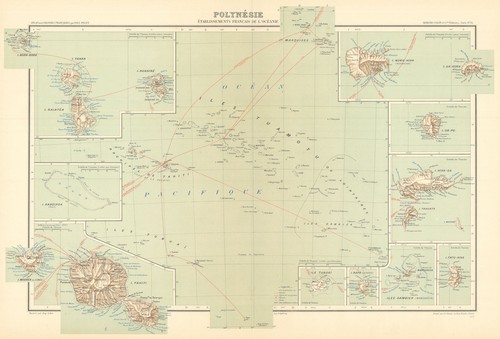Polynésie français—Océanie—French Polynesia—Tahiti—Marquesas—Pelet 1902 map