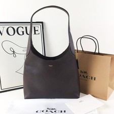 COACH CU068 Brooklyn Shoulder Bag 28 Grain Leather Dark Brown outlet New F/S