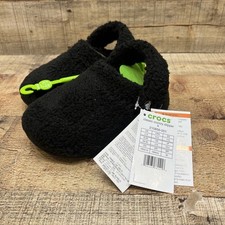 Crocs Classic Cozzzy Slipper Kids Black Clogs Fuzzy Size C12 NEW 