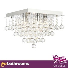 Vera Ceiling Mounted Square Feature Light| Bathroom Crystal Pendant Light