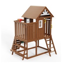 Outdoor Wooden Playhouse, Modern Cedar Playhouse for Age 2 - 8 Years Kids