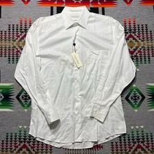Calvin Klein Men's Dress Shirt White Long Sleeve Cotton Size 15 38 Italy New B4