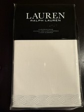 Ralph Lauren EURO Pillow Shams Spencer Cable White/White Embroidery New 150