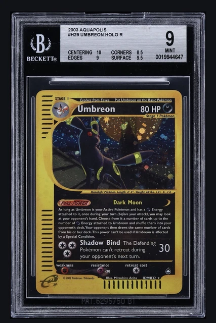 2003 POKEMON AQUAPOLIS #H29 UMBREON-HOLO BGS 9
