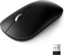 USB Wireless Mouse, 2.4G Silent Slim Cordless Computer Mouse with Metal Scroll,