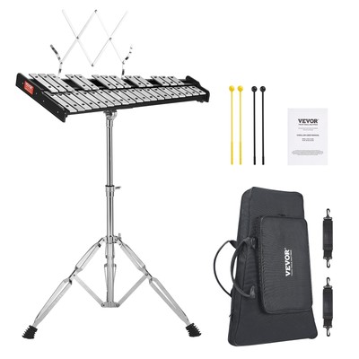 VEVOR 32 Note Glockenspiel Xylophone Bell Kit with Mallets, Drum Sticks & Stand
