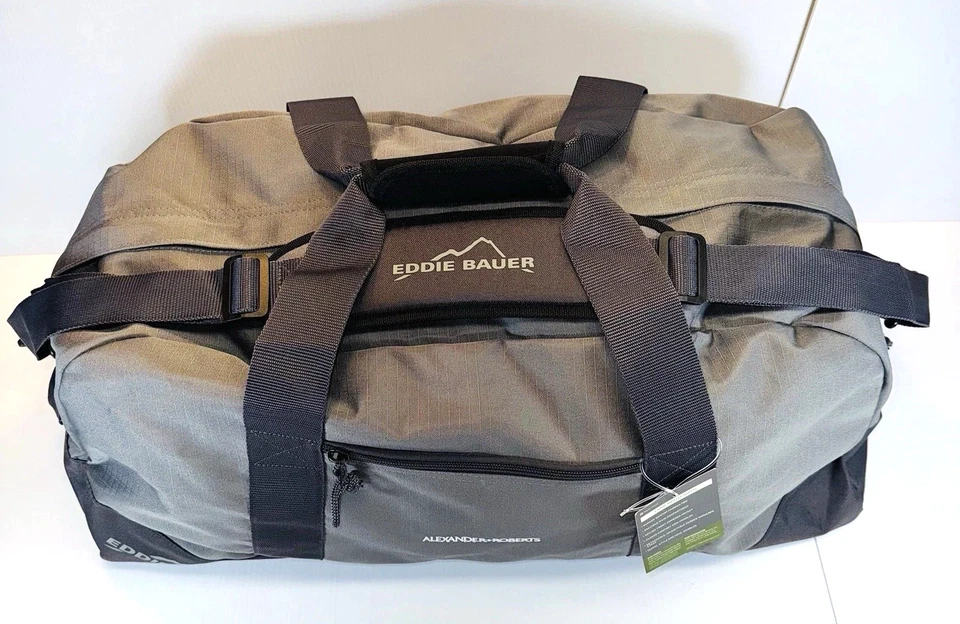 Eddie Bauer Large Ripstop Duffle Bag Gray & Black - 24" X 12" Monogrammed - New - Image 2 of 4