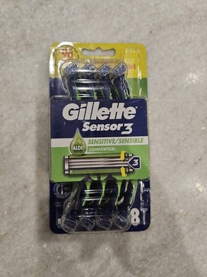 Gillette Sensor 3 Sensitive Men 3 Blade Disposable Razor,8 count
