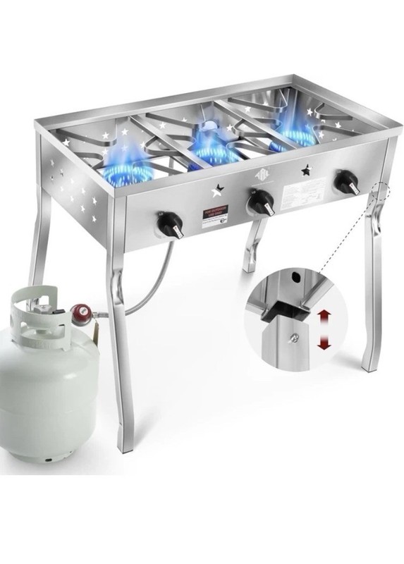 3 Burner Propane Gas Stove,225,000BTU Portable Outdoor Stove