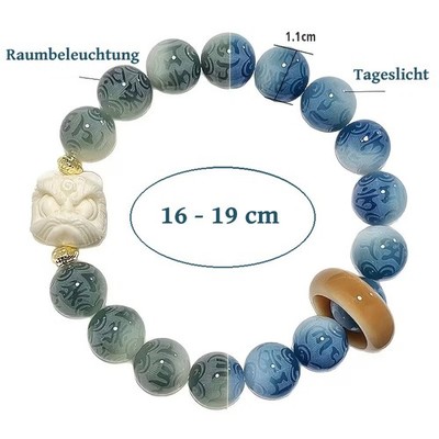 BODHI-SAMEN Tibetisches Buddhistisches Armband OM-Mantra geschnitzt, Farbwechsel