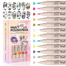 12 Colors Nail Art Pens Set, 3D Nail Color Pens, Quick-Drying Acrylic Paint Mark