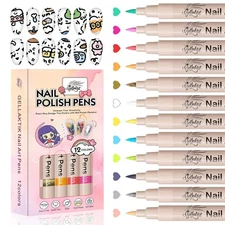 12 Colors Nail Art Pens Set, 3D Nail Color Pens, Quick-Drying Acrylic Paint Mark