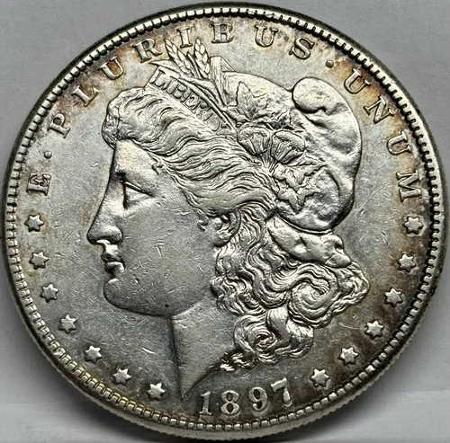 1897-S Morgan Silver Dollar, AU, Philadelphia Mint.