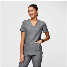 NEW Figs Casma Scrub Top Three Pocket Short Sleeve Graphite Gray Size Small