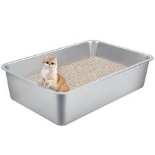 Extra Large Stainless Steel Cat Litter Box for Large Cats - 23.6"x15.6"x6" Hi...