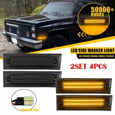 4X Smoke LED Side Marker Lights For GMC K5 Jimmy C/R 1500-3500 Suburban 81-91 ER