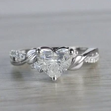 3.10 Ct Heart Cut Moissanite Wedding Ring 14k White Gold Finish