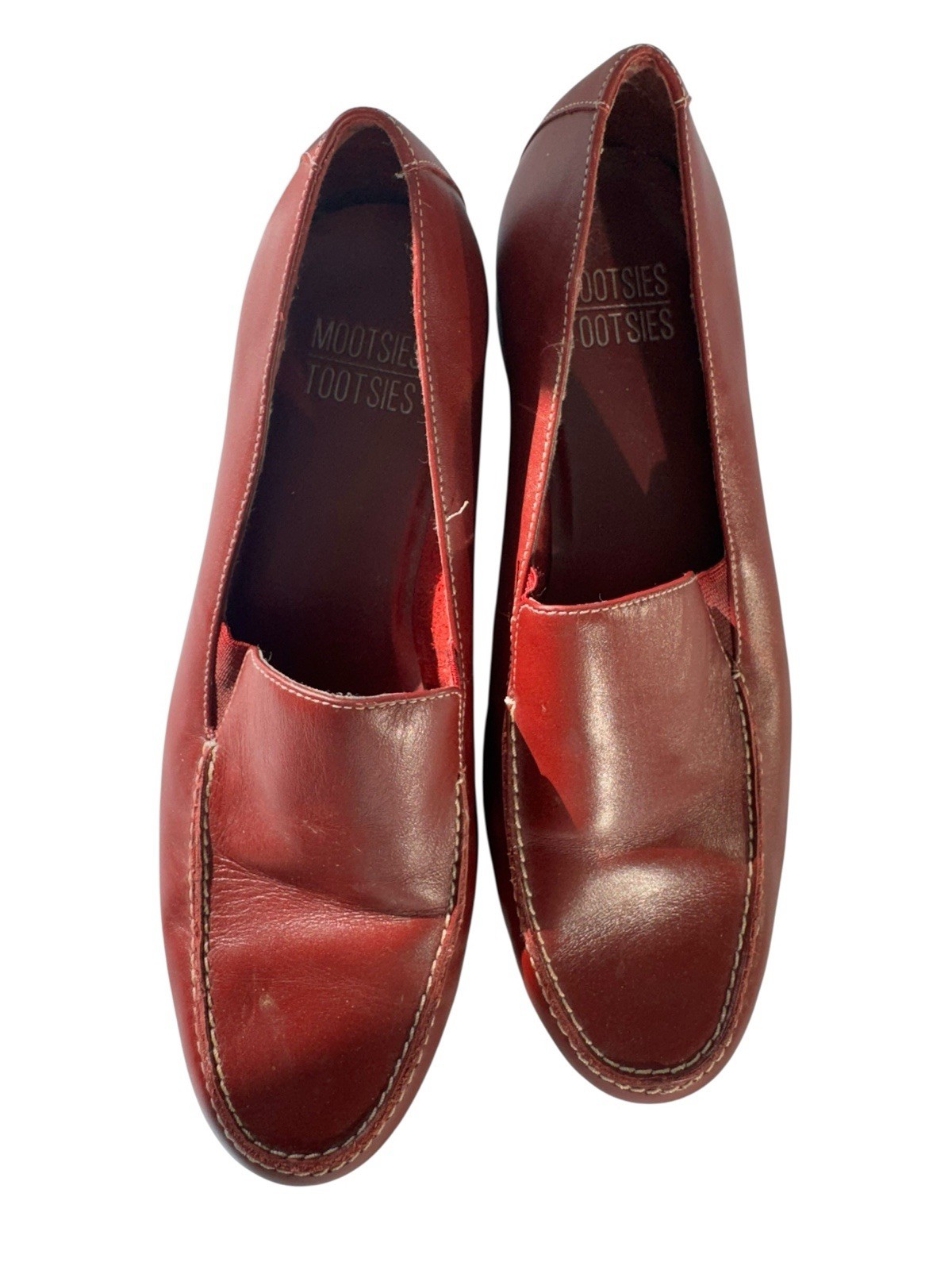 New Y2K 90s VTG Mootsies Tootsies 8 Blood Red Leather Victorian Academic Loafer
