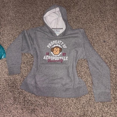 Grey Y2K Monkey Aeropostale University Logo hoodie Womens Lg