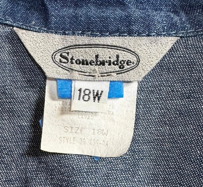 Stonebridge Women's Denim Vest - Size: 18W - Emblem & Beaded - Image 4 of 4