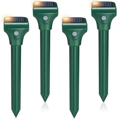 Mole Repellent Solar Powered 4 Pack,IPX7 Waterproof Ultrasonic Gopher Repelle...