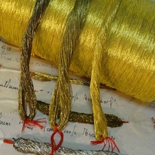 ANTIQUE Gold Metallic Metal Thread Embroidery, 3 skeins 39 yard incl US tariff