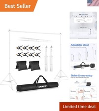 10x8.5ft White Photo Studio Backdrop Stand Kit with Adjustable Crossbars Clamps
