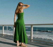 Doen Green Lorraine Silk Strappy Dress size s kiera knightley atonement dress