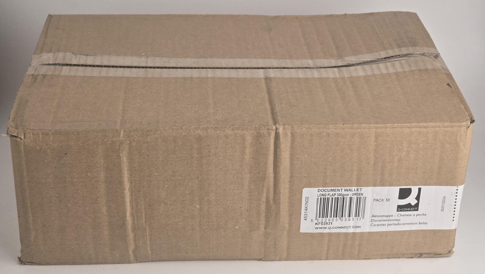 50 A4 Green Document Wallet 300gsm Foolscap - Long flap - Q Connect - KF03931