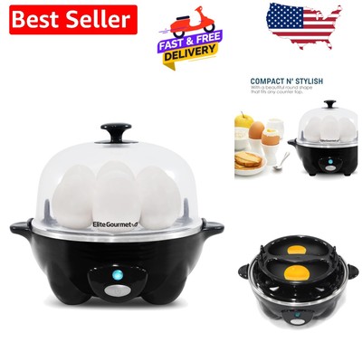 Compact Electric Egg Cooker: Perfectly Cook 7 Soft, Medium, and Hard Boiled Eggs