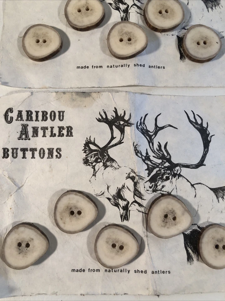 10 Vintage Caribou Antler Buttons naturally shed  antler craft 7/8" inch - Image 3 of 4