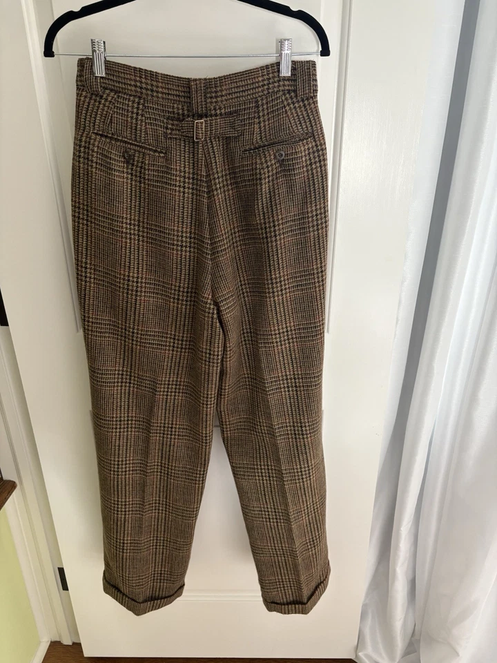 复古 GAP Houndstooth 粗花呢格子羊毛马海毛长裤 10 & 背心 L 漂亮 — 第 4/4 张图片