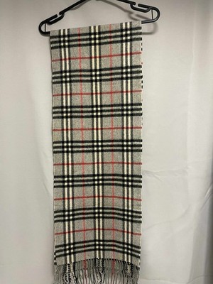 Vintage Burberry Schal Authentic Premium weicher feiner Kaschmir Stoff grau 