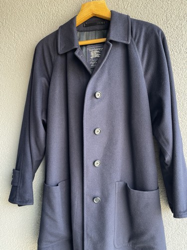 Rare Burberrys Speciality Wool & Alpaca Coat Men’s Size Xl Blue Color - Picture 19 of 24