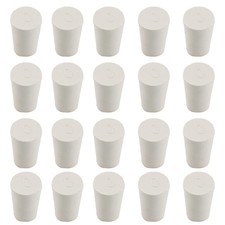 20 PCS 0 White Solid Rubber Stoppers, 17mm x 13mm x 24mm, Tapered Lab Plugs