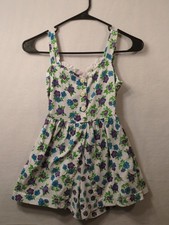 Vintage Girl's Romper Size 7 Floral One Piece Open Back