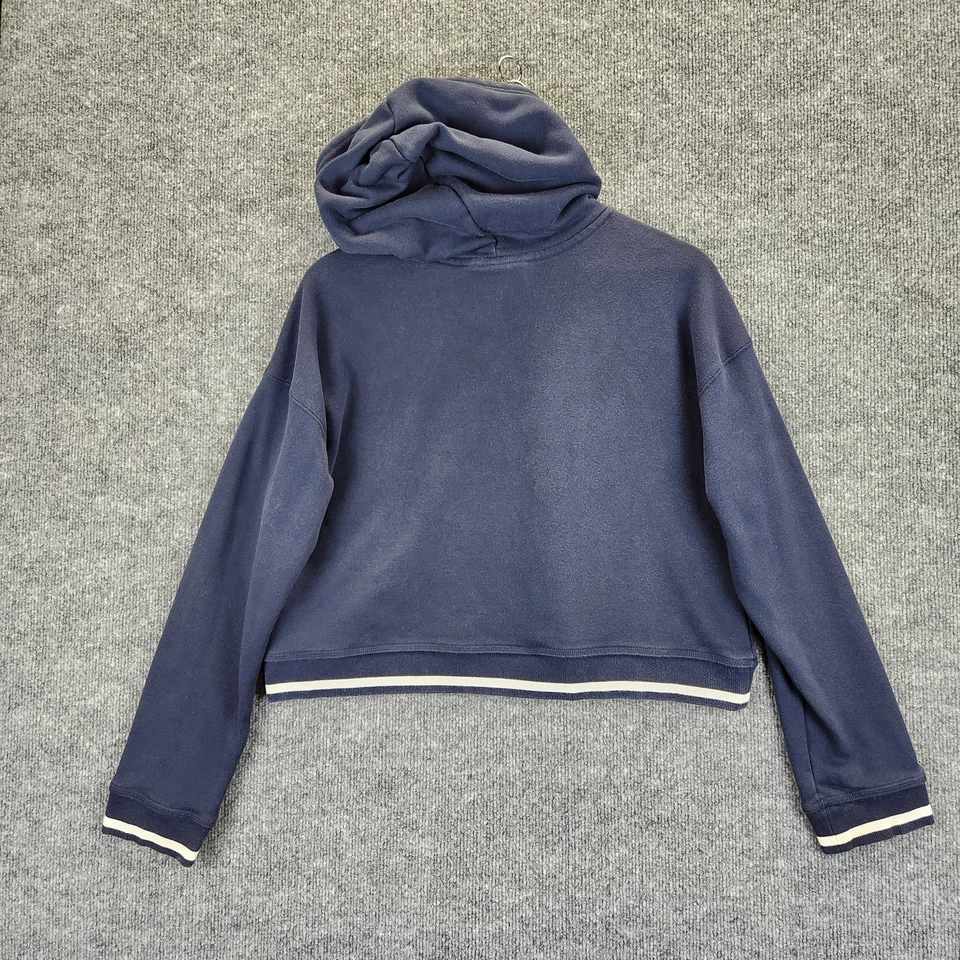 Sudadera con Capucha Adidas Para Mujer Azul Mediana Recortada Logo Grande Foto 3 de 4