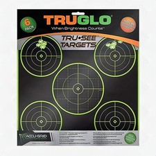 Truglo TG11A6 Tru-See 5-Bullseye Paper Shooting Targets 12x12 Self-Adhesive 6-Pa