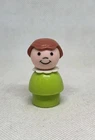 HTF Vintage Fisher Price little people lime green girl brown hair 182