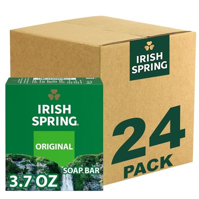 Irish Spring Bar Soap for Men, Original Clean Mens Bar Soap, 24 Pack, 3.7 Oz.