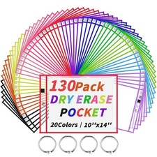 130 Packs Dry-Erase Pockets Bulk Oversized Reusable Dry Erase Pocket Sleeves ...