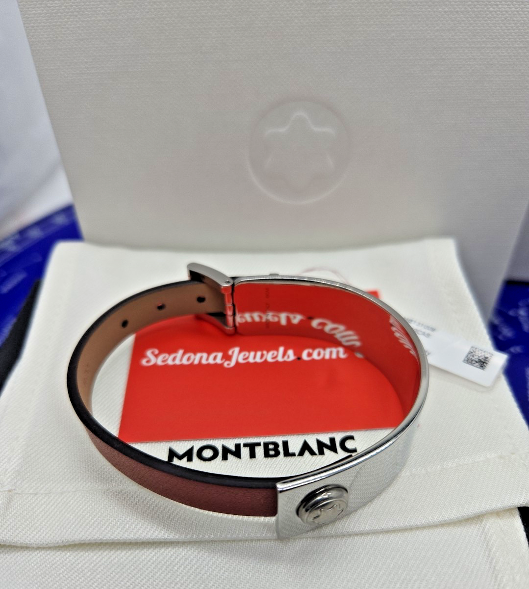 $310 MSRP Montblanc 131009 Wrap Me Adjustable Size Steel Leather